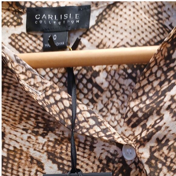 CARLISLE COLLECTION ANIMAL PRINT SILK SHIRT - Picture 4 of 7